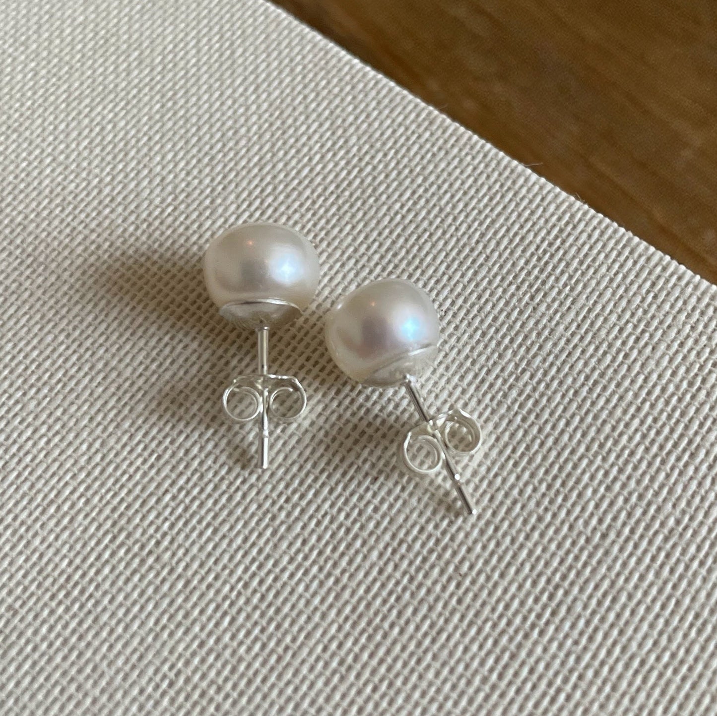 Freshwater Pearl Sterling Silver Stud Earrings Handcrafted Gift Made in England