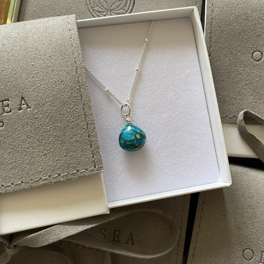 Copper Turquoise Drop Necklace