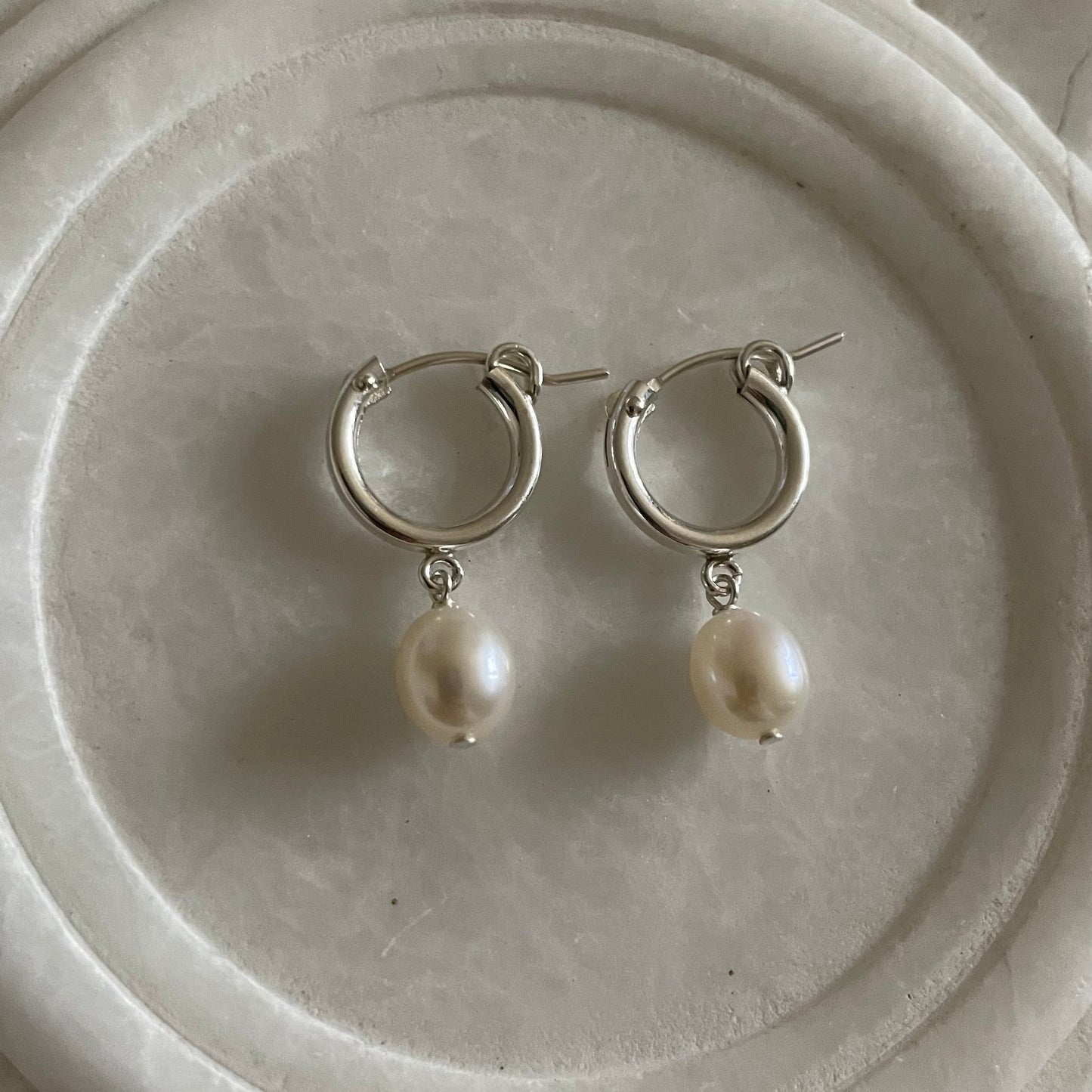 Freshwater Pearl Sterling Silver Hoop Earrings