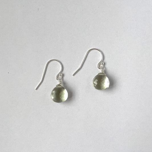 Sage Green Amethyst Drop Sterling Silver Earrings