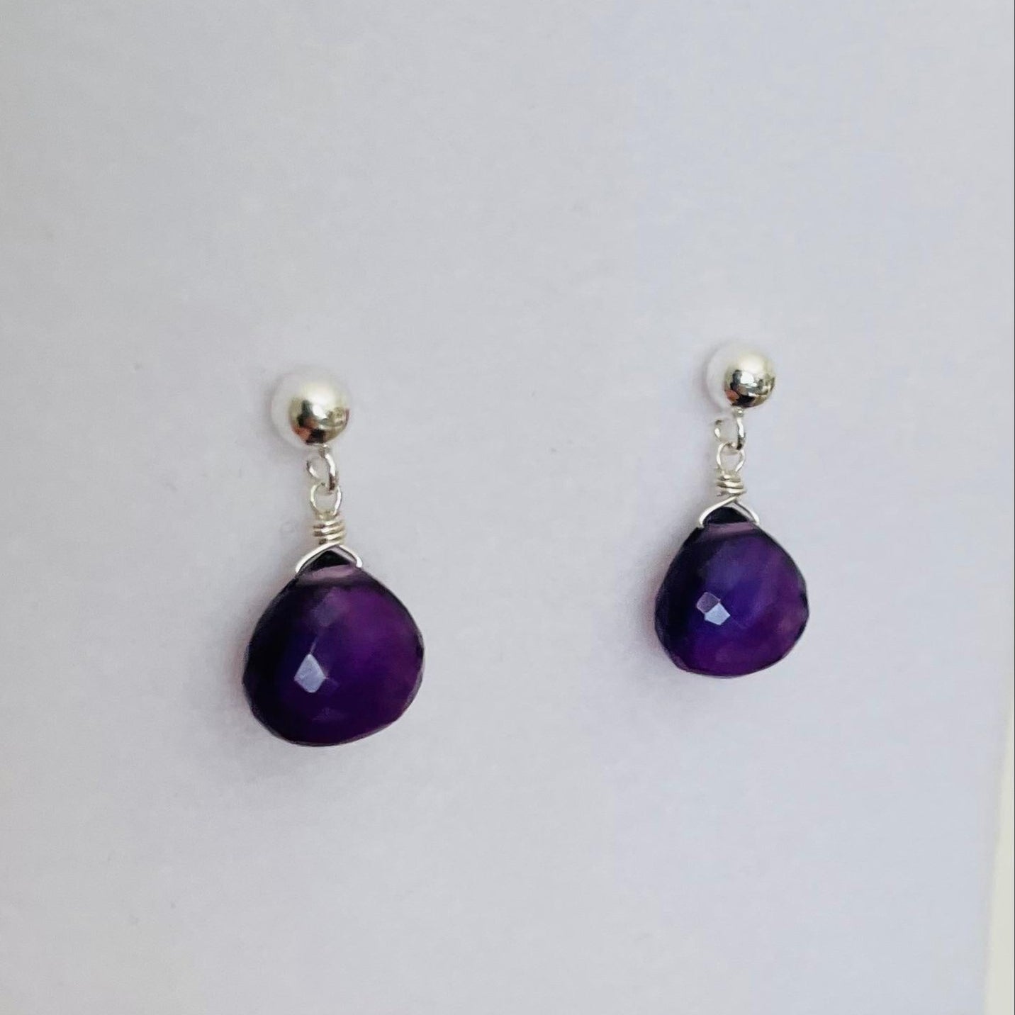 Purple Amethyst Earrings Sterling Silver Handcrafted Made in England Gift