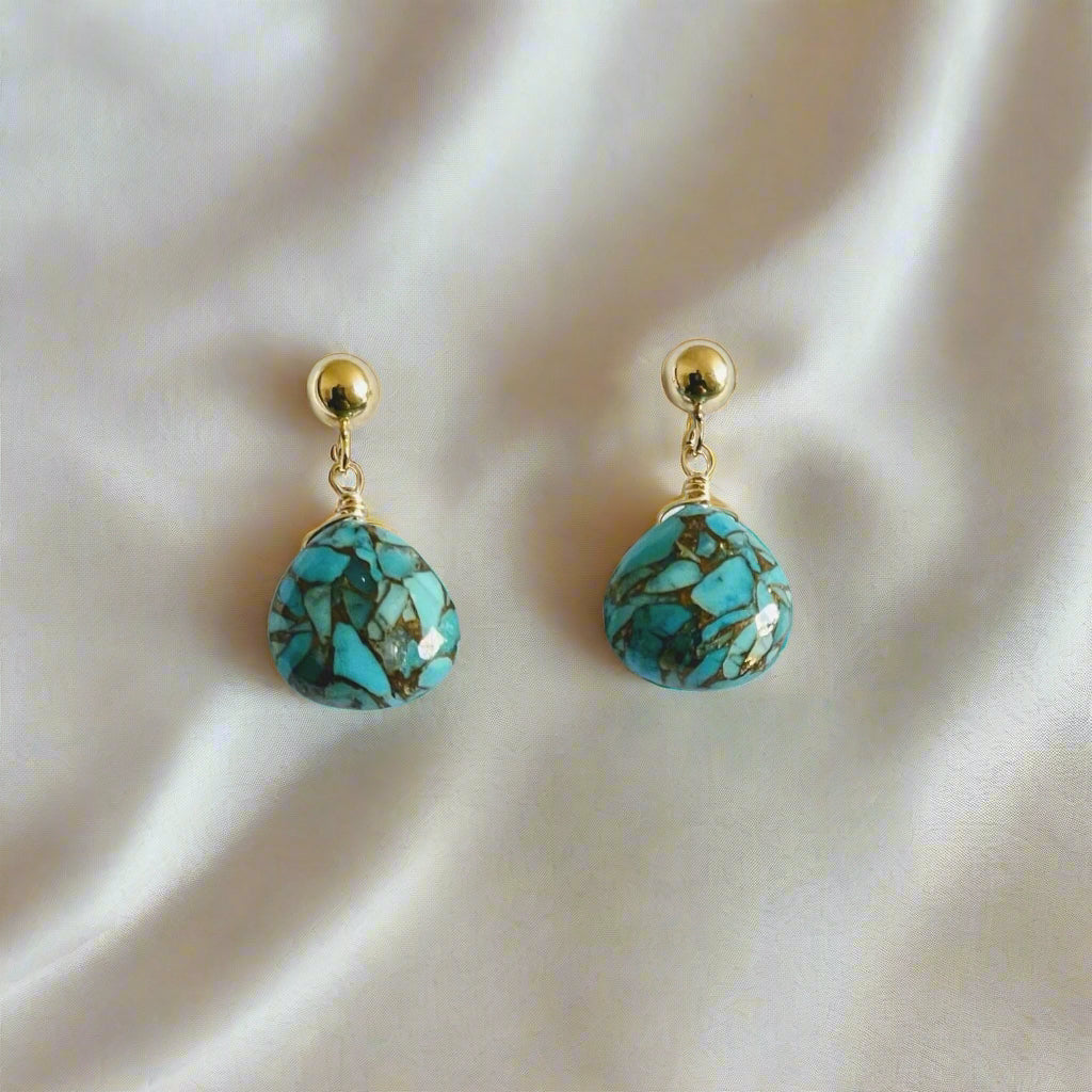 Turquoise Earrings Gold Gift