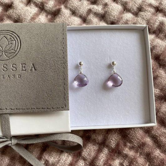 Pink Amethyst Sterling Silver Earrings Gift