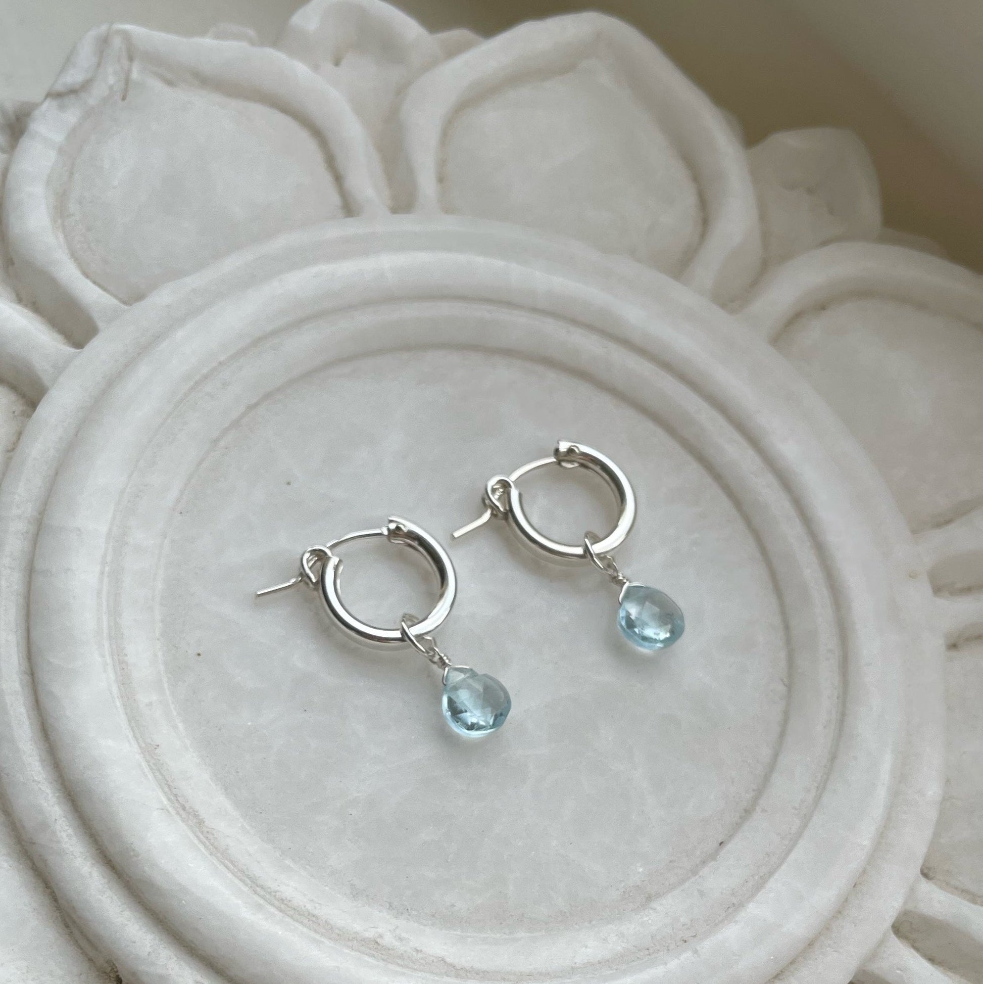 Blue Topaz Sterling Silver Earrings Gift November Birthstone