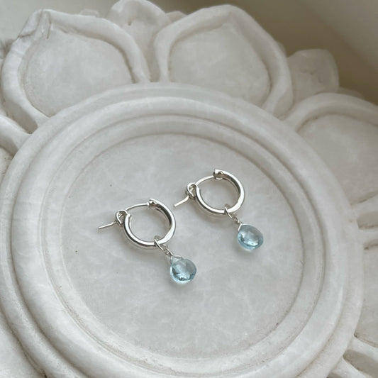 Blue Topaz Sterling Silver Earrings Gift November Birthstone