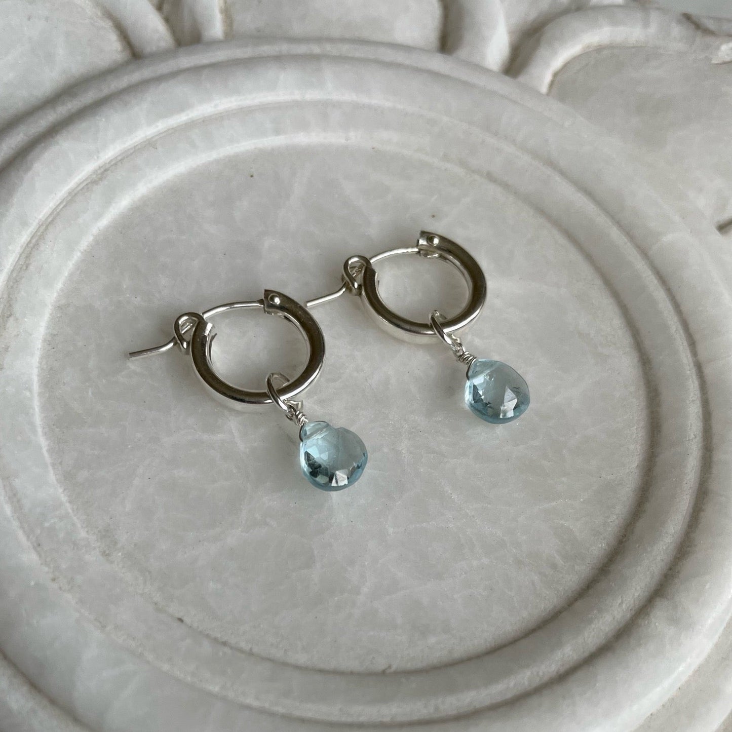 Sky Blue Topaz Hoop Earrings 