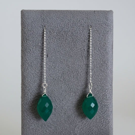 Green Onyx Long Drop Earrings Gift