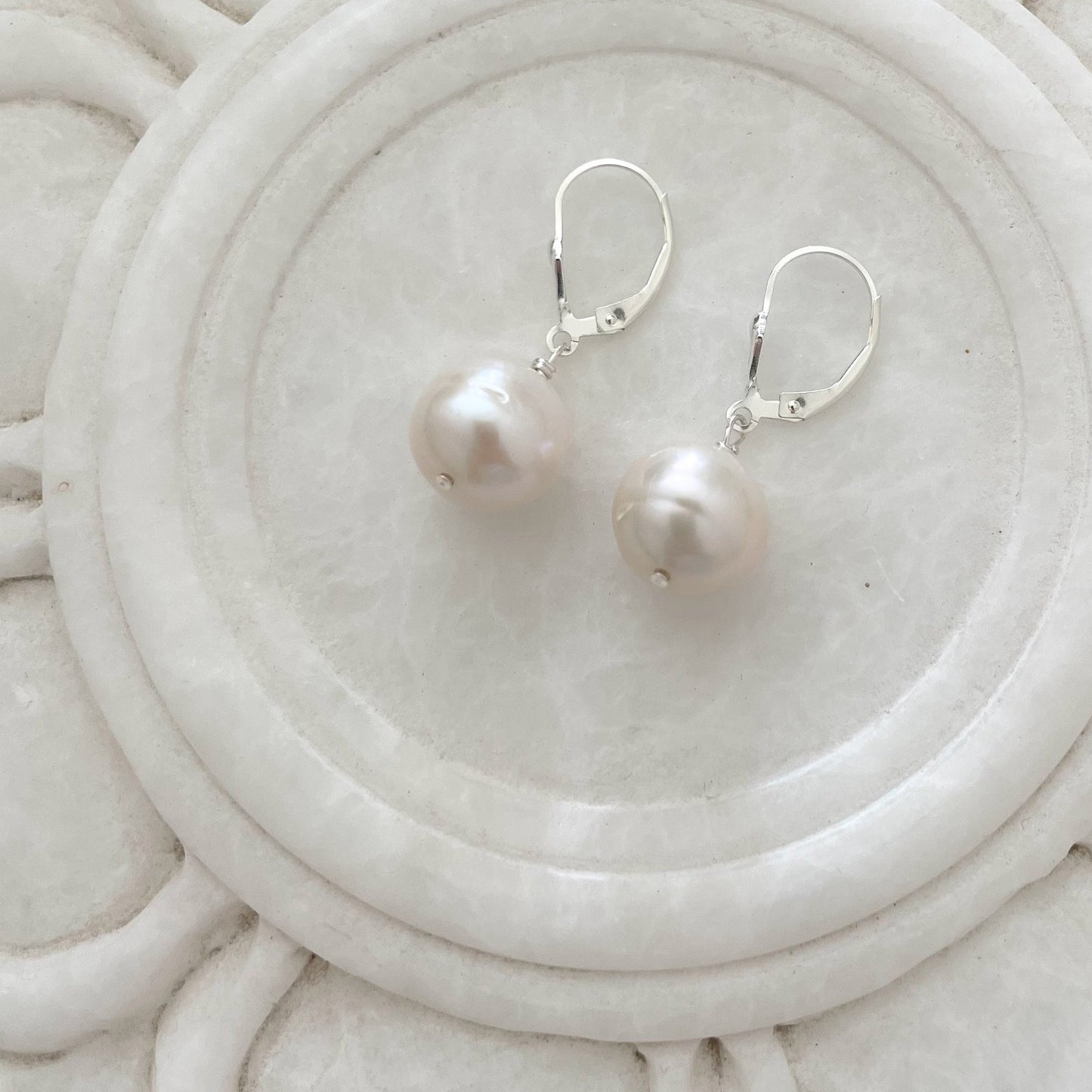 Freshwater Baroque Pearl Sterling Silver Clasp Earrings